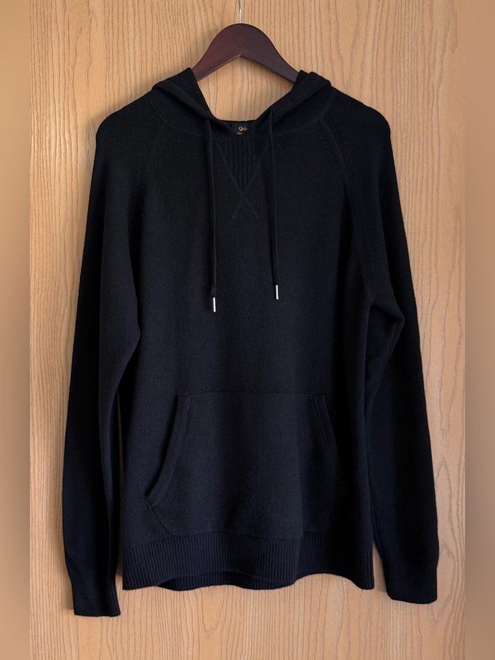Quince | Mens Large | Black Mongolian Cashmere Pullover Hoodie Kangaroo Pocket